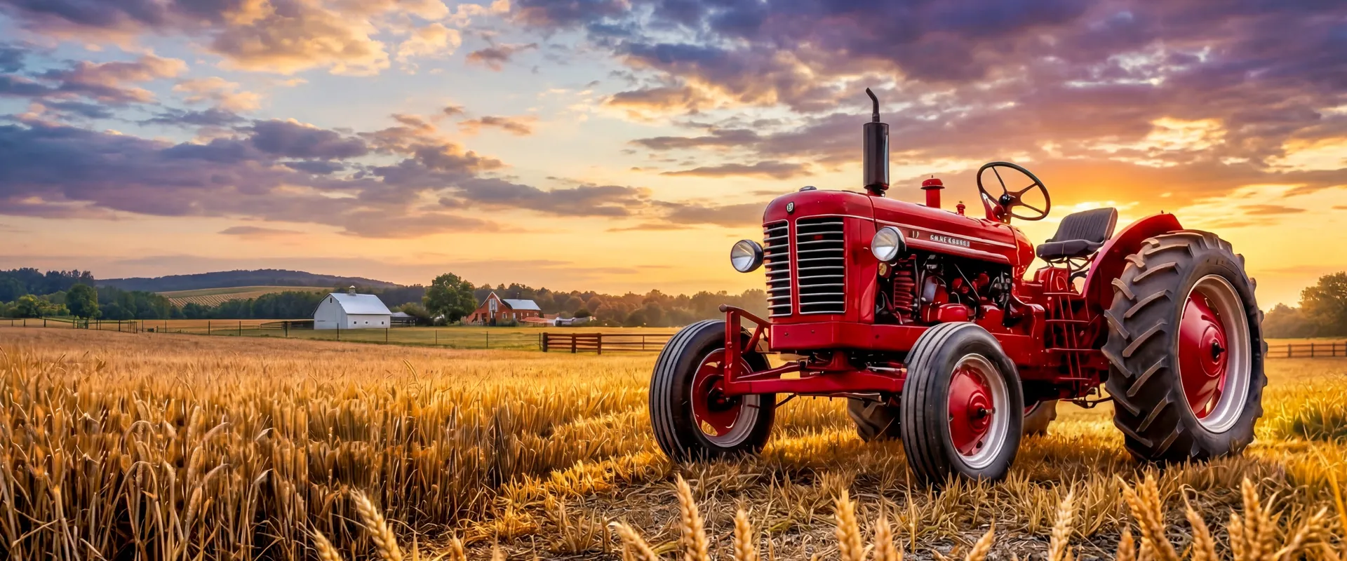 Wheat field with tractor